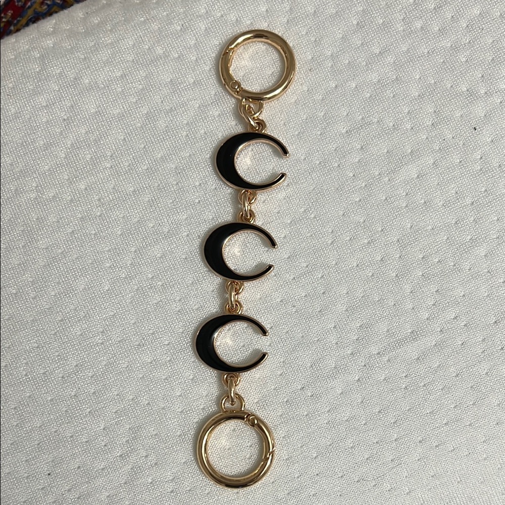 Gold and Black Crescent Moon bags-trap extender or Keychain